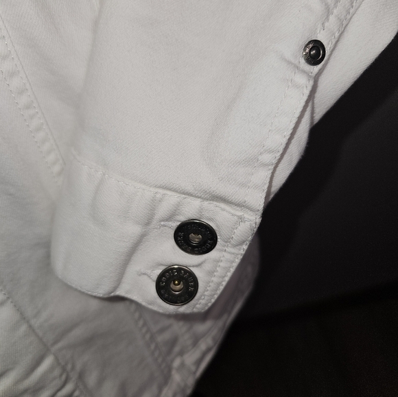 White Edie Bauer White Jean Jacket with Bronze Buttons Stretchy  XL - Picture 6 of 16